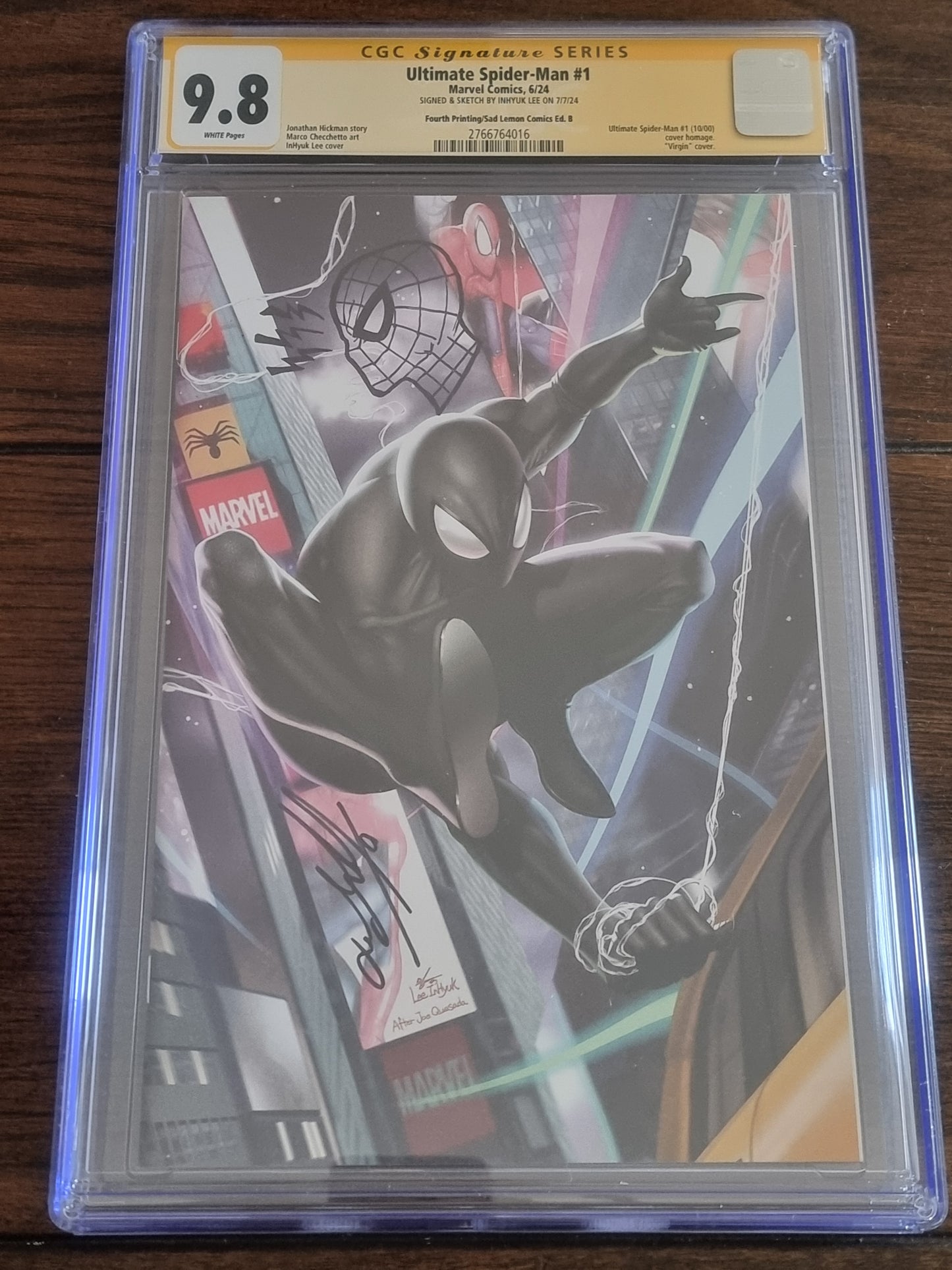 Ultimate Spider-Man 1, 4th Printing Sad Lemon Exclusive, Inhyuk Lee REMARK, CGC 9.8