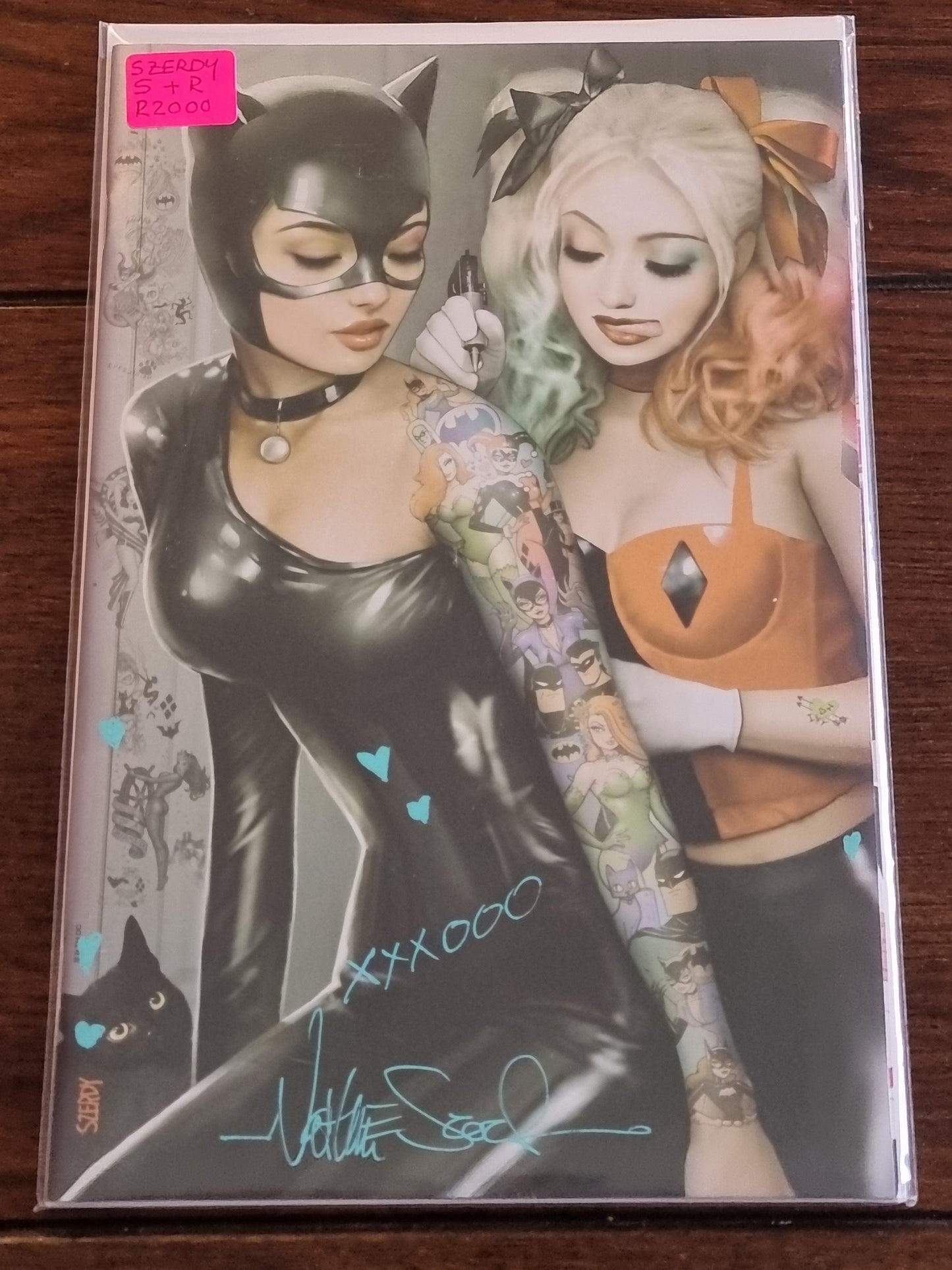 Catwoman and Harley, Szerdy Tatttoo Foil, Signed and Remarked, NO COA